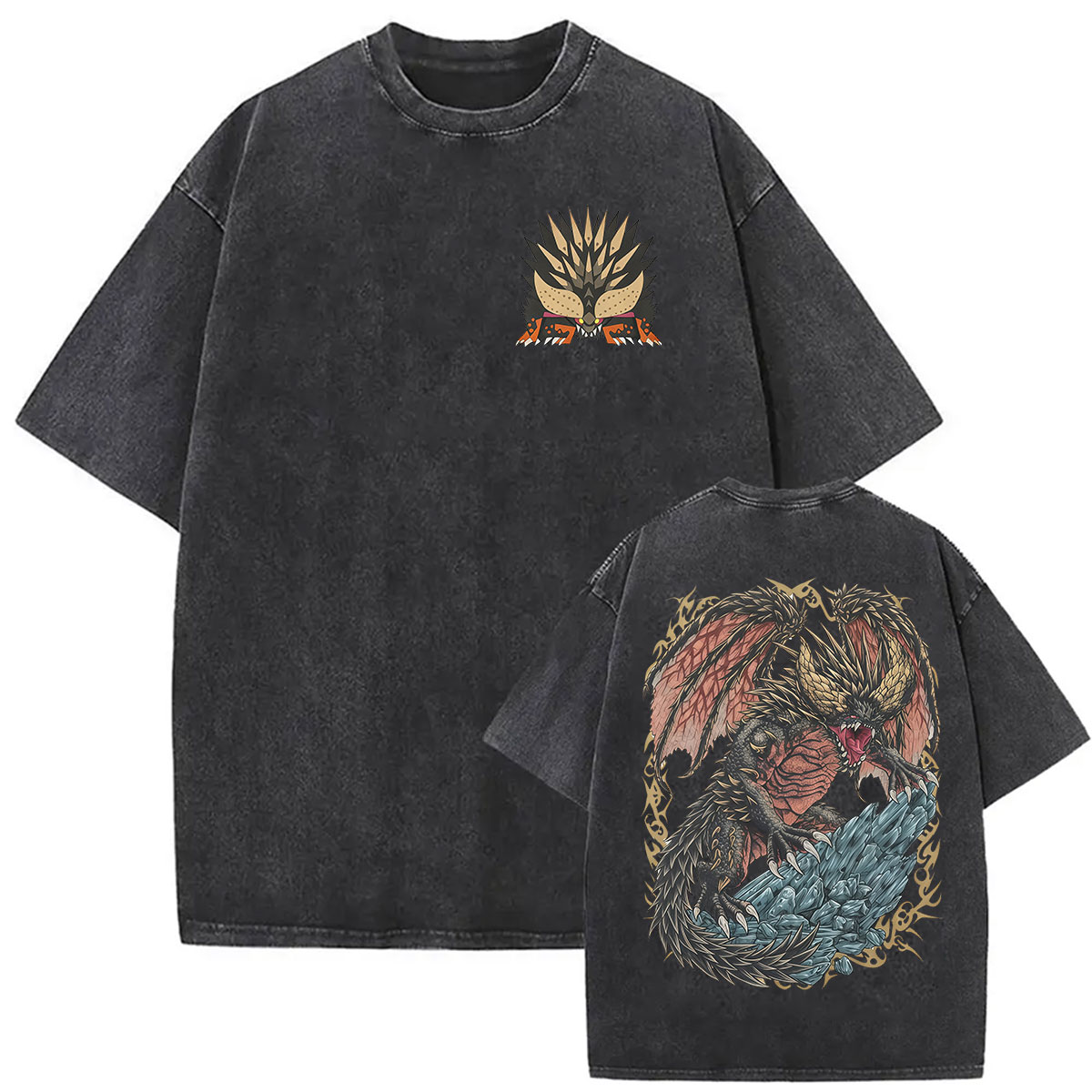 빈티지 워싱 몬스터 헌터 그래픽 티셔츠 네르기갠테 멸종 - Retro Gaming T Shirt 리뷰 및 가격