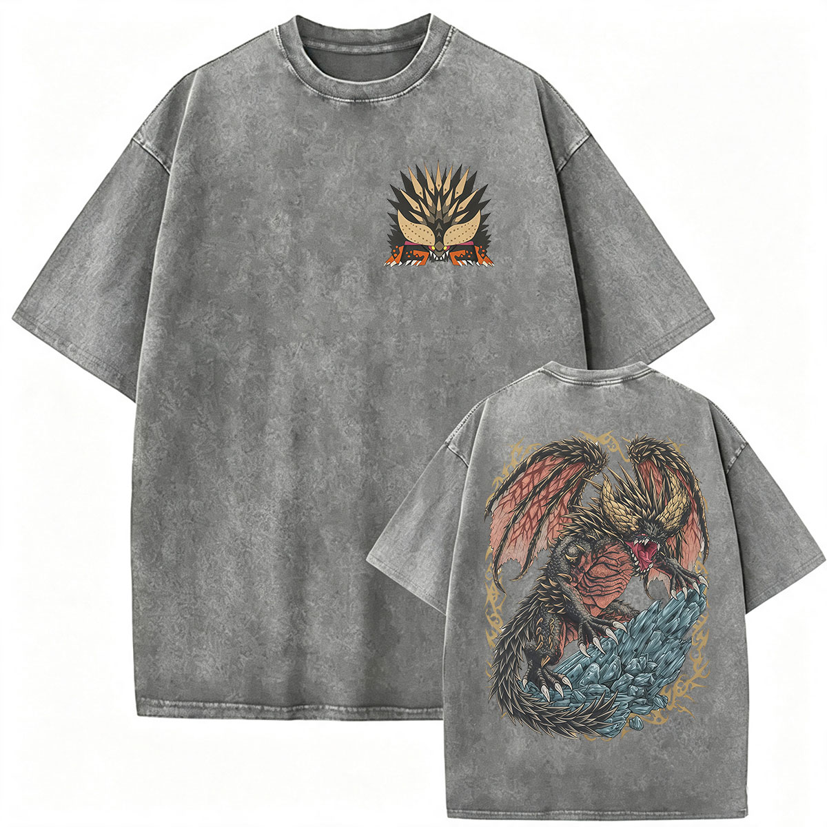 빈티지 워싱 몬스터 헌터 그래픽 티셔츠 네르기갠테 멸종 - Retro Gaming T Shirt 리뷰 및 가격