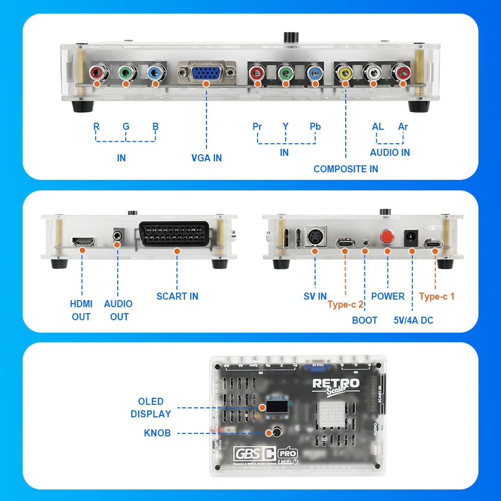 새로운 레트로 게임 GBSC Pro GBS 컨트롤 스카 - Scart To Hdmi 리뷰 및 가격